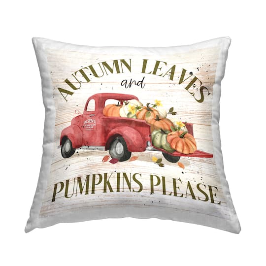 Stupell Industries Autumn Leaves Phrase Decorative Printed Throw Pillow